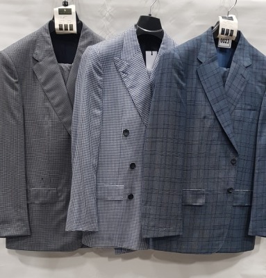 3 X BRAND NEW LUTWYCHE 2 PC COLOURED SUITS SIZES 40R, 48R, 44R (NOTE NOT FULLY TAILORED)
