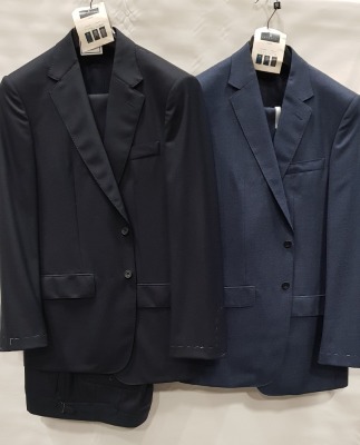 3 X BRAND NEW LUTWYCHE 2 PC DARK BLUE SHADES MATCHING SUITS SIZES 440R, 44R, 40L (NOTE NOT FULLY TAILORED)