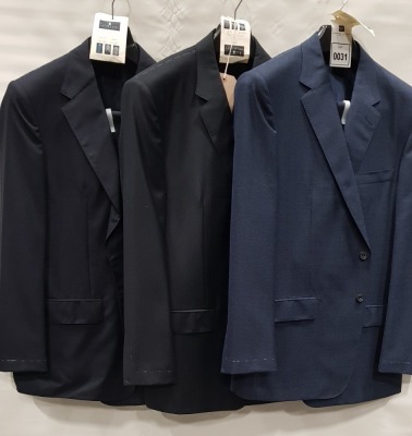 3 X BRAND NEW LUTWYCHE 2 PC DARK BLUE SHADES MATCHING SUITS SIZES 46R, 48, 44R (NOTE NOT FULLY TAILORED)