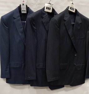 3 X BRAND NEW LUTWYCHE 2 PC DARK BLUE SHADES MATCHING SUITS SIZES 42R, 44R, 42L (NOTE NOT FULLY TAILORED)