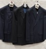 3 X BRAND NEW LUTWYCHE 2 PC DARK BLUE SHADES MATCHING SUITS SIZES 52R, 42R, 42R (NOTE NOT FULLY TAILORED)