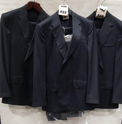 3 X BRAND NEW LUTWYCHE 2 PC DARK BLUE SHADES MATCHING SUITS SIZES 44R, 42R, 42R (NOTE NOT FULLY TAILORED)