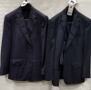 3 X BRAND NEW LUTWYCHE 2 PC DARK BLUE SHADES MATCHING SUITS SIZES 44R, 42R, 44R (NOTE NOT FULLY TAILORED)