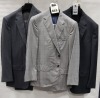 3 X BRAND NEW LUTWYCHE 2 PC GREY SHADES MATCHING SUITS SIZES 46R, 40R, 40S (NOTE NOT FULLY TAILORED)