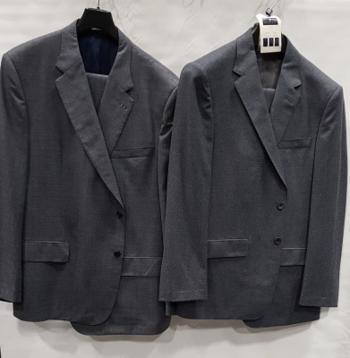 3 X BRAND NEW LUTWYCHE 2 PC GREY SHADES MATCHING SUITS SIZES 42R, 52R, 46R (NOTE NOT FULLY TAILORED)