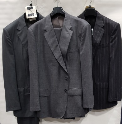 3 X BRAND NEW LUTWYCHE 2 PC GREY SHADES MATCHING SUITS SIZES 44L,52R, 42R (NOTE NOT FULLY TAILORED)