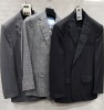 3 X BRAND NEW LUTWYCHE 2 PC GREY SHADES MATCHING SUITS SIZES 44R, 44R, 38R (NOTE NOT FULLY TAILORED)