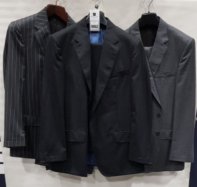 3 X BRAND NEW LUTWYCHE 2 PC GREY SHADES MATCHING SUITS SIZES 46R, 40R, 46R (NOTE NOT FULLY TAILORED)