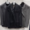 3 X BRAND NEW LUTWYCHE 2 PC GREY SHADES MATCHING SUITS SIZES 46R, 42L, 40R (NOTE NOT FULLY TAILORED)