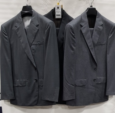 3 X BRAND NEW LUTWYCHE 2 PC GREY SHADES MATCHING SUITS SIZES 40R, 44R, 42R (NOTE NOT FULLY TAILORED)