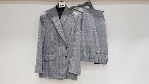 3 X BRAND NEW LUTWYCHE 2 PC GREY AND BLUE CHEQUERED SUITS SIZE 40R, 42L AND 50L (NOTE SUITS ARE NOT FULLY TAILORED)