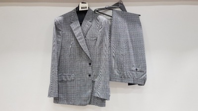3 X BRAND NEW LUTWYCHE 2 PC GREY AND BLUE CHEQUERED SUITS SIZE 38R, 44R AND 46L (NOTE SUITS ARE NOT FULLY TAILORED)