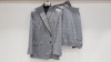 3 X BRAND NEW LUTWYCHE 2 PC GREY AND BLUE CHEQUERED SUITS SIZE 44R, 42R AND 52L (NOTE SUITS ARE NOT FULLY TAILORED)