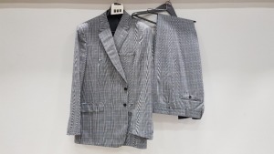 3 X BRAND NEW LUTWYCHE 2 PC GREY AND BLUE CHEQUERED SUITS SIZE 44R, 42R AND 52L (NOTE SUITS ARE NOT FULLY TAILORED)