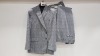 3 X BRAND NEW LUTWYCHE 2 PC GREY AND BLUE CHEQUERED SUITS SIZE 44R AND 42R (NOTE SUITS ARE NOT FULLY TAILORED)