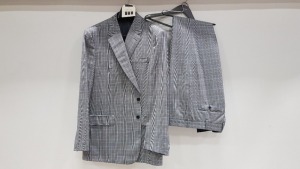 3 X BRAND NEW LUTWYCHE 2 PC GREY AND BLUE CHEQUERED SUITS SIZE 44R, 38R AND 48R (NOTE SUITS ARE NOT FULLY TAILORED)