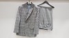 3 X BRAND NEW LUTWYCHE 2 PC GREY AND LIGHT BLUE CHEQUERED SUITS SIZE 44R AND 46R (NOTE SUITS ARE NOT FULLY TAILORED)