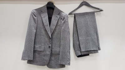 3 X BRAND NEW LUTWYCHE 2 PC GREY AND BLACK CHEQUERED SUITS SIZE 36S, 44S AND 42S (NOTE SUITS ARE NOT FULLY TAILORED)