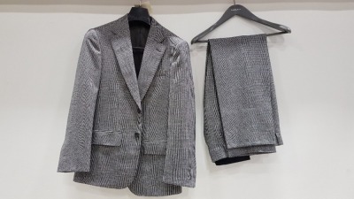 3 X BRAND NEW LUTWYCHE 2 PC GREY AND BLACK CHEQUERED SUITS SIZE 42L AND 44L (NOTE SUITS ARE NOT FULLY TAILORED)