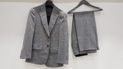 3 X BRAND NEW LUTWYCHE 2 PC GREY AND BLACK CHEQUERED SUITS SIZE 42R AND 44R (NOTE SUITS ARE NOT FULLY TAILORED)