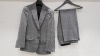 3 X BRAND NEW LUTWYCHE 2 PC GREY AND BLACK CHEQUERED SUITS SIZE 42R, 52R AND 48R (NOTE SUITS ARE NOT FULLY TAILORED)