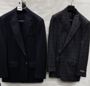 5 X BRAND NEW LUTWYCHE BLACK JACKETS IN VARIOUS SIZES & STYLES (NOTE NOT FULLY TAILORED)