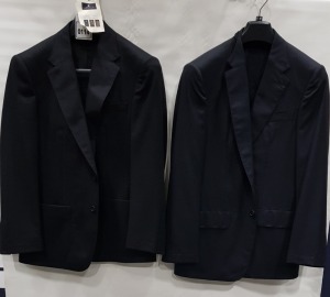 5 X BRAND NEW LUTWYCHE BLACK JACKETS IN VARIOUS SIZES & STYLES (NOTE NOT FULLY TAILORED)