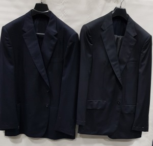 5 X BRAND NEW LUTWYCHE BLUE JACKETS IN VARIOUS SIZES & STYLES (NOTE NOT FULLY TAILORED)