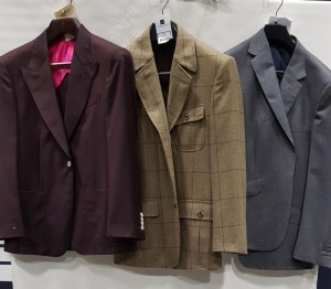 4 X BRAND NEW LUTWYCHE BROWN / GREY JACKETS SIZES 40, 39S, 40L, 40 (NOTE NOT FULLY TAILORED)