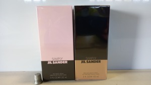 40 PIECE BRAND NEW ASSORTED JIL SANDER LOT CONTAINING 20 X JIL SANDER PERFUMED BODY LOTION (150ML) AND 20 X JIL SANDER RICH BODY CREAM (150ML) - IN 2 BOXES