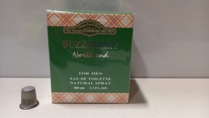 48 X BRAND NEW DESIGNER FRENCH COLLECTION BUZZBERRY NORTH END FOR MEN EAU DE TOILETTE NATURAL SPRAY (100ML)