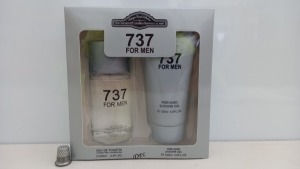 24 X BRAND NEW DESIGNER FRENCH COLLECTION 737 GIFT SETS FOR MEN CONTAINING 100ML EAU DE TOILETTE NATURAL SPRAY AND 120ML PERFUMED SHOWER GEL.