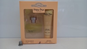 24 X BRAND NEW DESIGNER FRENCH COLLECTION HAPPY DAYS GIFT SET FOR WOMEN CONTAINING EAU DE PARFUM NATURAL SPRAY (100ML) AND PERFUMED BODY LOTION (90ML)
