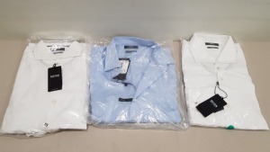 3 X BRAND NEW HUGO BOSS SHIRTS ( 1 X BLUE REGULAR FIT SHIRT AND 2 X WHITE SLIM FIT SHIRTS) RRP £79.00 - £119.00 (PLEASE NOTE SOME SHIRTS MAY HAVE WASHABLE MARKS ON)