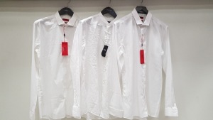 5 X BRAND NEW HUGO BOSS SHIRTS IN VARIOUS STYLES ( MAINLY SIZE 16) (PLEASE NOTE SHIRTS ARE CREASED AND MAY HAVE WASHABLE MARKS)