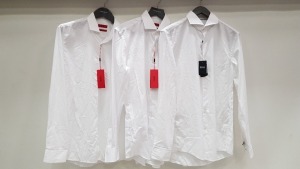 4 X BRAND NEW HUGO BOSS SHIRTS IN VARIOUS STYLES ( MAINLY SIZE 15.5 AND 15.75) (PLEASE NOTE SHIRTS ARE CREASED AND MAY HAVE WASHABLE MARKS)