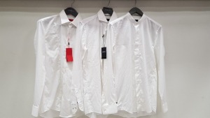 4 X BRAND NEW HUGO BOSS SHIRTS IN VARIOUS STYLES ( MAINLY SIZE 15 AND 15.5) (PLEASE NOTE SHIRTS ARE CREASED AND MAY HAVE WASHABLE MARKS)