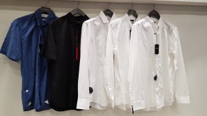 5 PIECE HUGO BOSS MENS SHIRT LOT CONTAINING SLIM FIT SHIRTS, POLO SHIRTS AND REGULAR FIT SHIRTS ETC IN VARIOUS STYLES AND COLOURS (PLEASE NOTE SOME SHIRTS HAVE WASHABLE MARKS ON AND HAVE SECURITY TAGS ON)