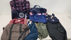 10 PIECE MIXED JACK WILLS BAG LOT CONTAINING BACKPACKS, SATCHEL BAGS AND HANDBAGS IN VARIOUS STYLES