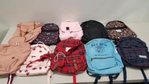 10 PIECE MIXED JACK WILLS BAG LOT CONTAINING BACKPACKS IN VARIOUS STYLES