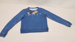 10 X BRAND NEW JACK WILLS BLUE CREWNECK SWEATSHIRTS SIZE 12 RRP £54.50 (TOTAL RRP £545.00)