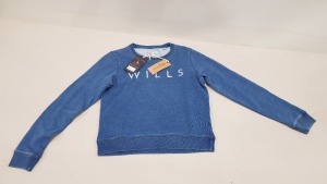 9 X BRAND NEW JACK WILLS BLUE CREWNECK SWEATSHIRTS SIZE 8 RRP £54.50 (TOTAL RRP £490.50)