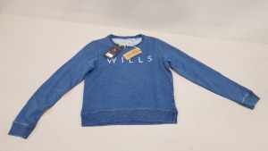 9 X BRAND NEW JACK WILLS BLUE CREWNECK SWEATSHIRTS SIZE 8 RRP £54.50 (TOTAL RRP £490.50)