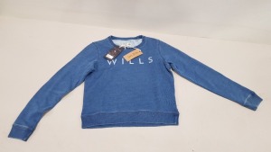 9 X BRAND NEW JACK WILLS BLUE CREWNECK SWEATSHIRTS SIZE 8 RRP £54.50 (TOTAL RRP £490.50)