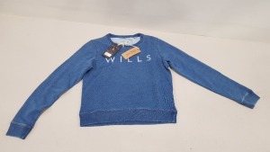 10 X BRAND NEW JACK WILLS BLUE CREWNECK SWEATSHIRTS SIZE 8 RRP £54.50 (TOTAL RRP £545.00)