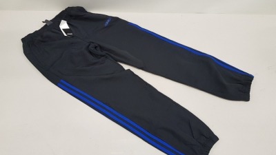 11 X BRAND NEW ADIDAS BLACK AND BLUE STRIPED PANTS AGE 13-14 YEARS