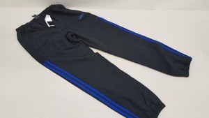 15 X BRAND NEW ADIDAS BLACK AND BLUE STRIPED PANTS AGE 11 -12 YEARS