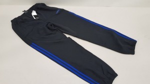 12 X BRAND NEW ADIDAS BLACK AND BLUE STRIPED PANTS AGE 9-10 YEARS