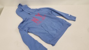 11 X BRAND NEW CHAMION TODD SNYDER BLUE HOODIES SIZE SMALL AND LARGE IN 2 TRAYS (NOT INCLUDED)