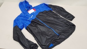 12 X BRAND NEW SUGOI BLUE AND BLACK RAIN JACKETS SIZE 2XL IN 3 TRAYS (NOT INCLUDED)